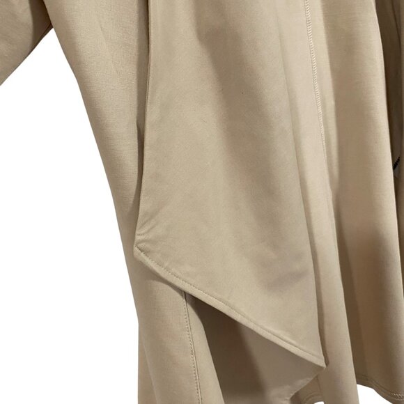 Bagatelle Colelction Tan Waterfall Open Cardigan w/Faux Leather Arm Patches Size - Picture 2 of 8